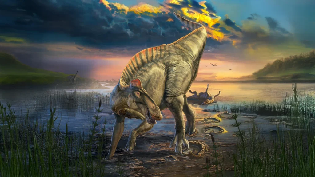 Múmia de dinossauro encontrada com cascos e crista oculta