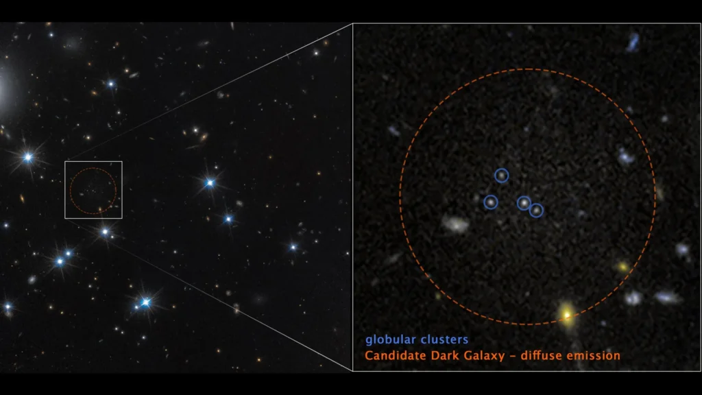 NASA's Hubble encontra "galáxia fantasma" quase invisível composta por 99% de matéria escura