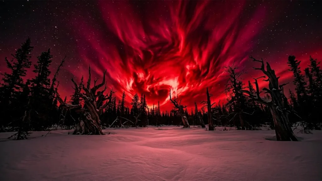 Tempestade Solar Mortal de "Céu Vermelho" Descoberta em Árvores Antigas de 800 Anos atrás